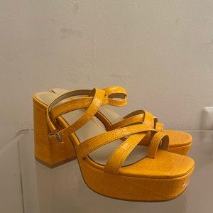 Yellow Platform Strap Sandals